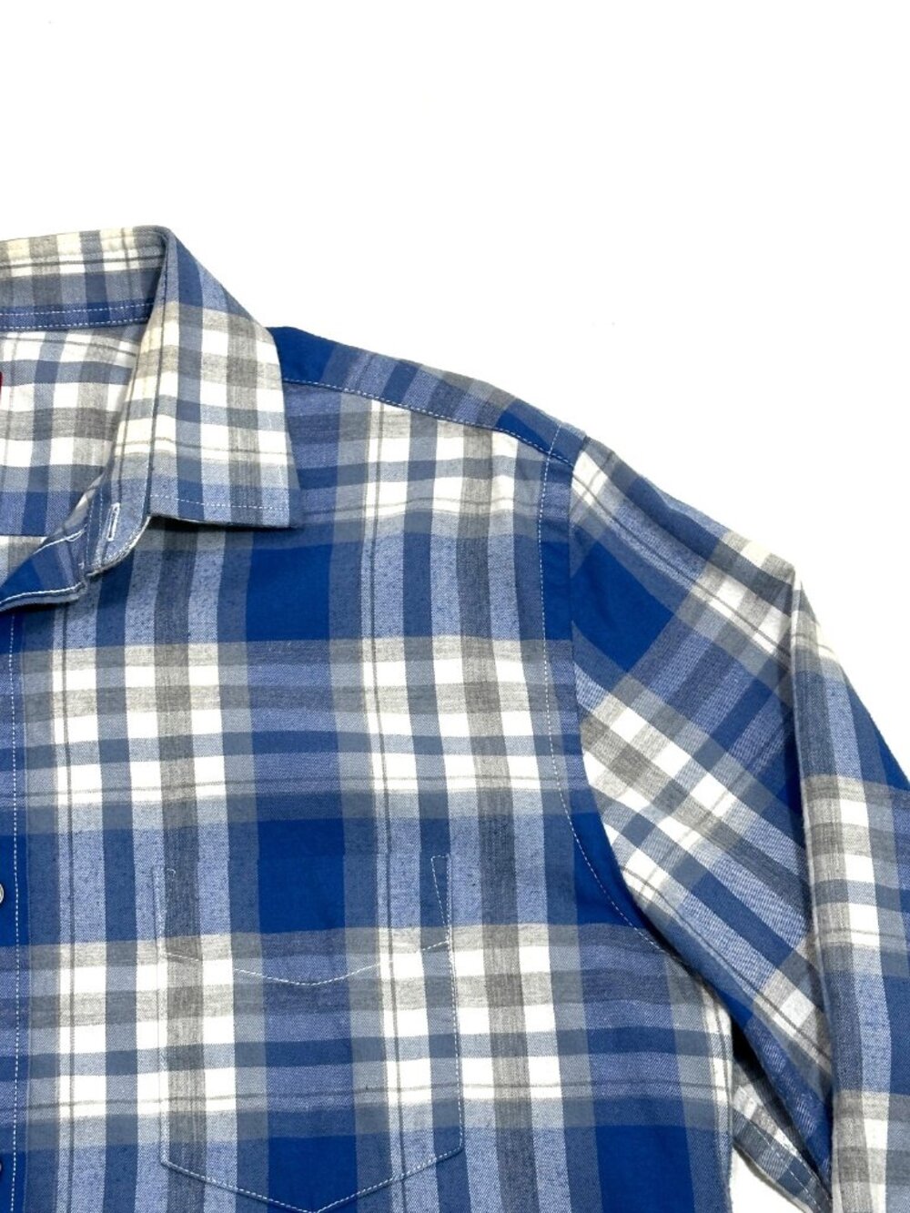 UNTUCKit Mens Large Slim Fit Blue Gray Plaid Button Front Shirt Cotton Casual - Picture 3 of 16